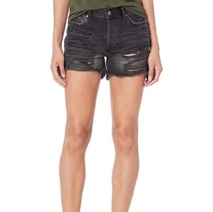 Free People Shorts Women's Maggie Mid Rise Distressed Cut-Off Black Size 29
